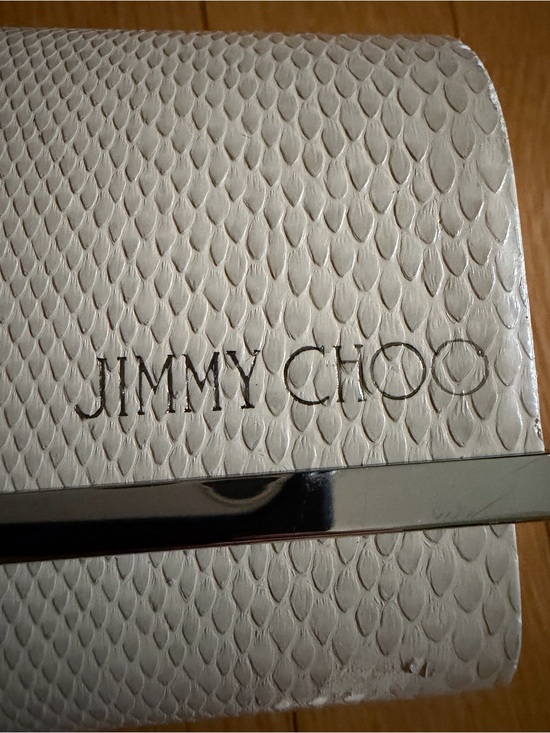 Jimmy Choo Accessories - Jimmy Choo Cream Textured Snake-Embossed Glass Case with Silver Accent